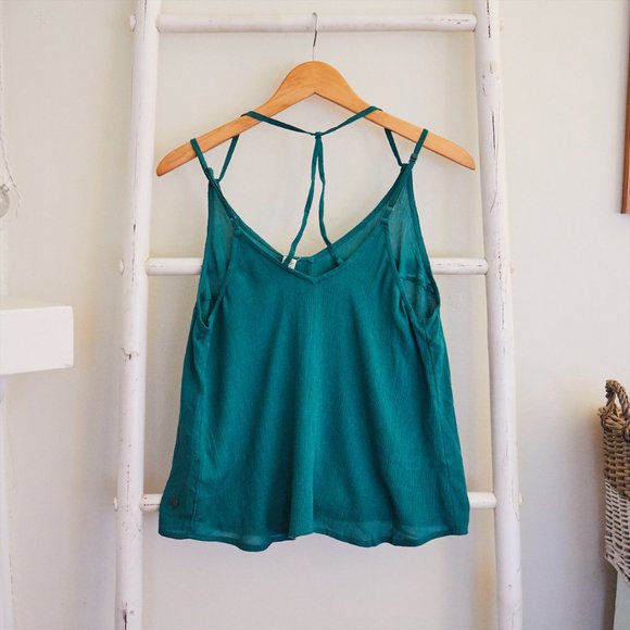 NWT Roxy Geometric Places Teal Tank - Picture 2 of 3